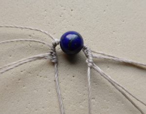 Makrame minđuše sa kamenim perlama i lišćem Početak lapis minđuše 2