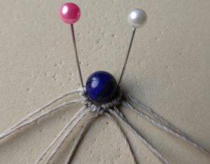 Makrame minđuše sa kamenim perlama i lišćem Početak lapis minđuše 3