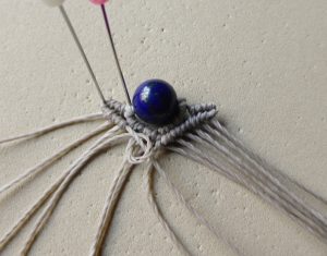 Makrame minđuše sa kamenim perlama i lišćem Početak lapis minđuše 5