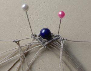 Makrame minđuše sa kamenim perlama i lišćem Početak lapis minđuše 6